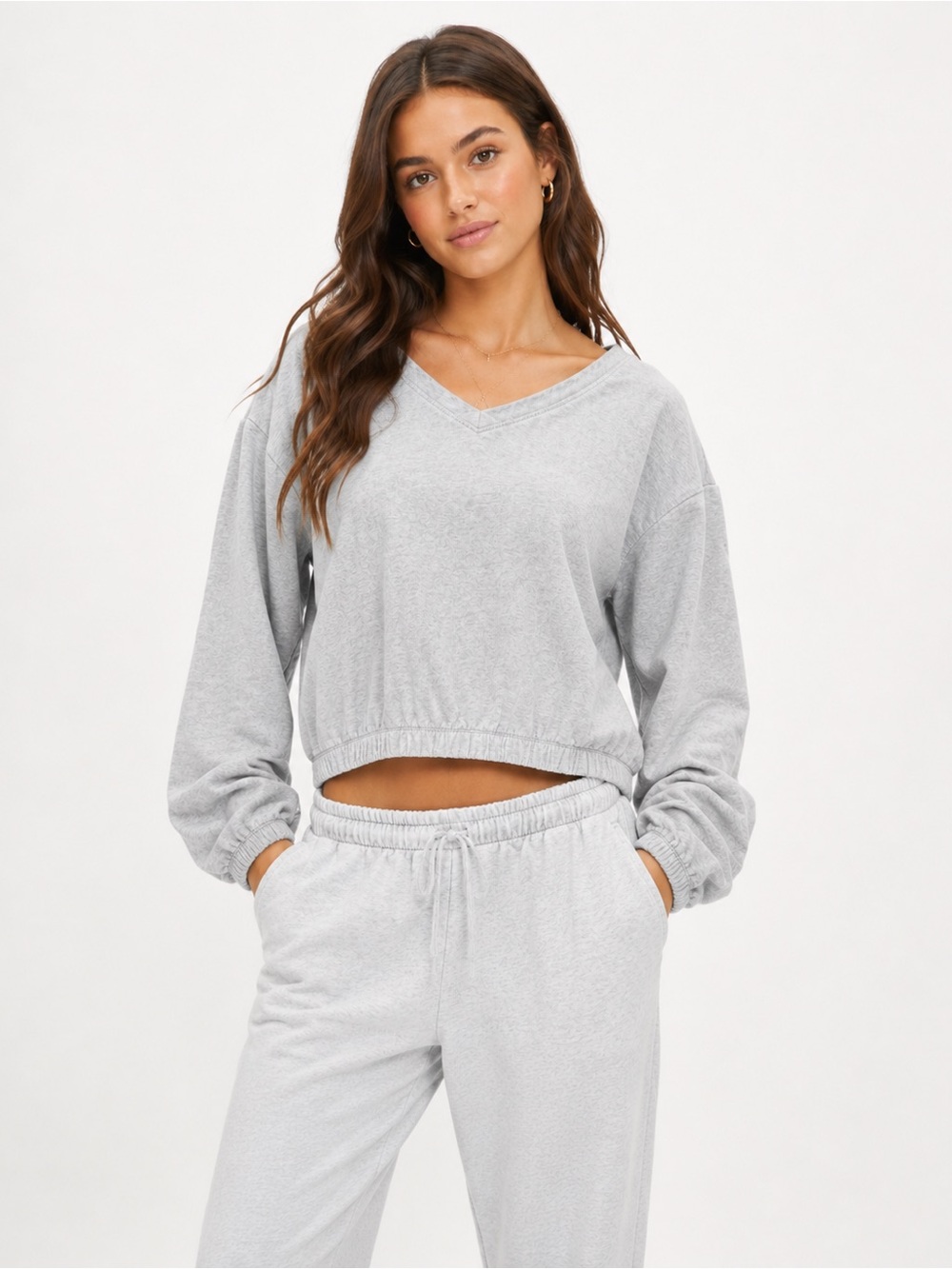 Aerie OFFLINE Soft V-Neck Cropped Sweatshirt size small